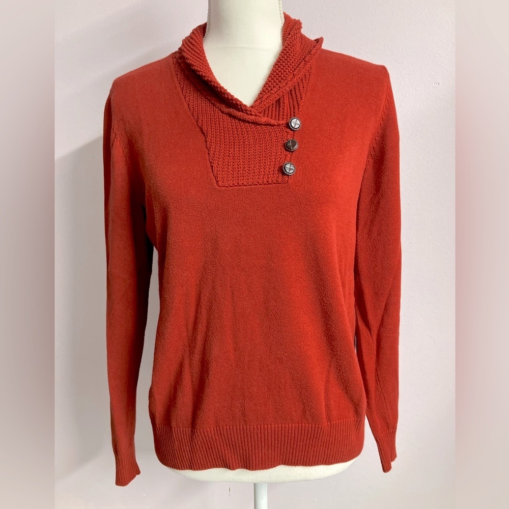 Vintage Women’s Pullover Sweater, M, Rust, Jeanne Pierre